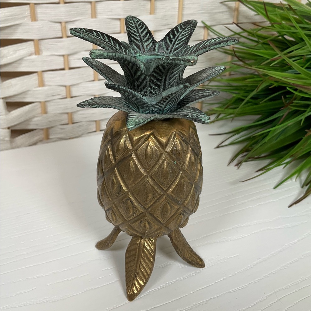 Vintage Brass|Patina Pineapple Candle Holder